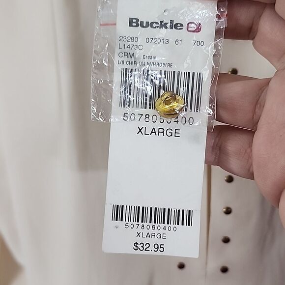 Daytrip semi-sheer long sleeve creme studded lightweight blouse size XL NWT - Picture 9 of 14